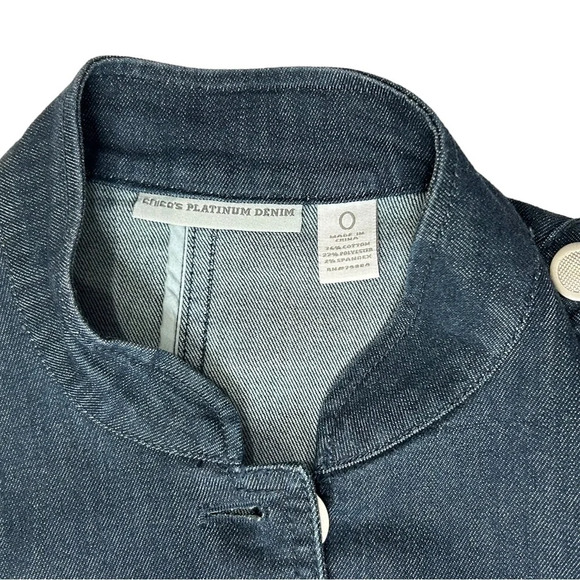 Chico’s Platinum Blue Denim mock neck jean jacket Chicos Sz 0 US Sz 4 EUC - Picture 5 of 8